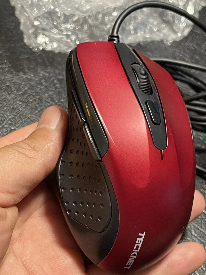 TECKNET mouse Wired USB connection 6Button Model  UM013 Red - Image 4 of 4