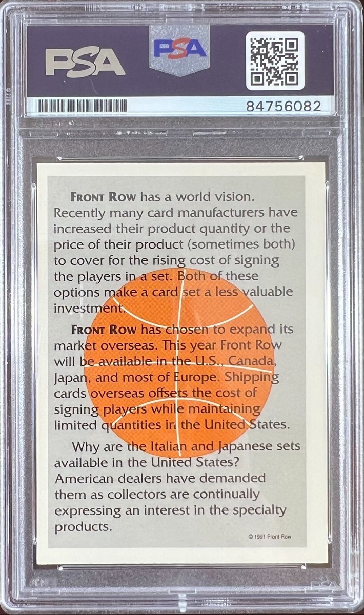 Larry Johnson auto inscribed 1991 Front Row RC UNLV PSA