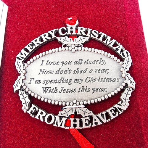 Merry Christmas From Heaven Pewter Ornament Loved One Memorial Tree Decoration - Picture 3 of 6