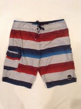 O'Neill Men's Santa Cruz Striped Boardshort Sz 34 Red Blue White EUC