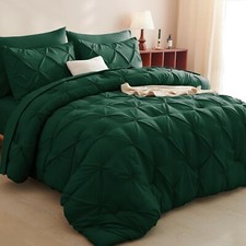 Complete 7-Piece King Size Bedding Set - Emerald Pinch Pleat Comforter  Sheets