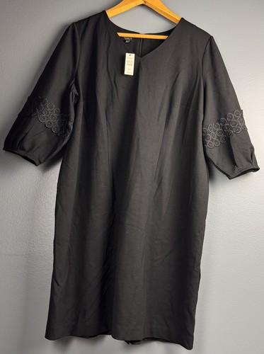 NUEVO CON ETIQUETAS Talbots Mini Vestido Mujer 16wp Negro Manga 3/4 Cuello en V - Imagen 1 de 10
