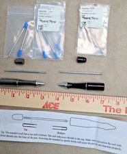 Metal Beadable Pens Lot of 2 Pens * Satin Black and Gloss Gunmetal 7 Refills USA