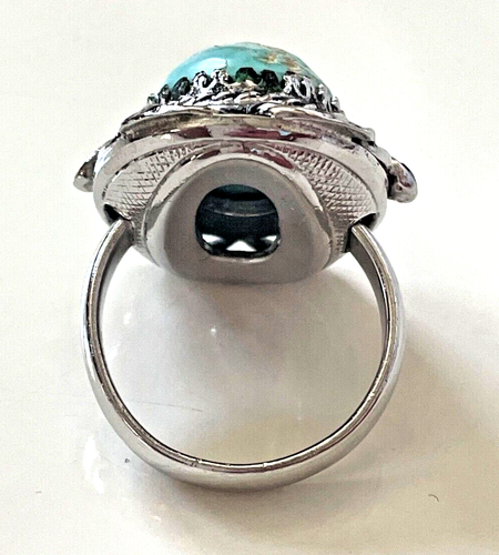 Whiting & Davis Co Vintage Ring Turquoise Silver-tone Size 8.5 - Picture 3 of 6