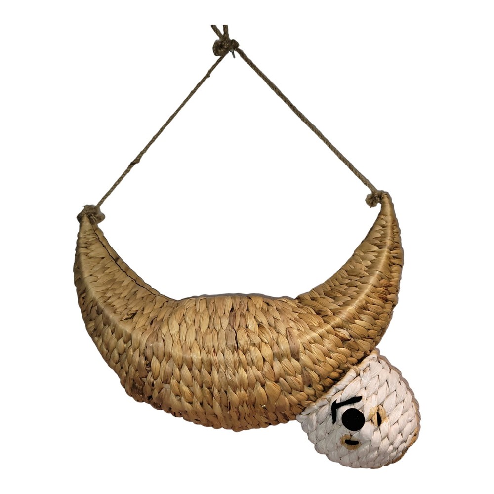 Hanging Smiling Sloth Planter Rattan Hanging Brown Succulent Plant Basket BoHo
