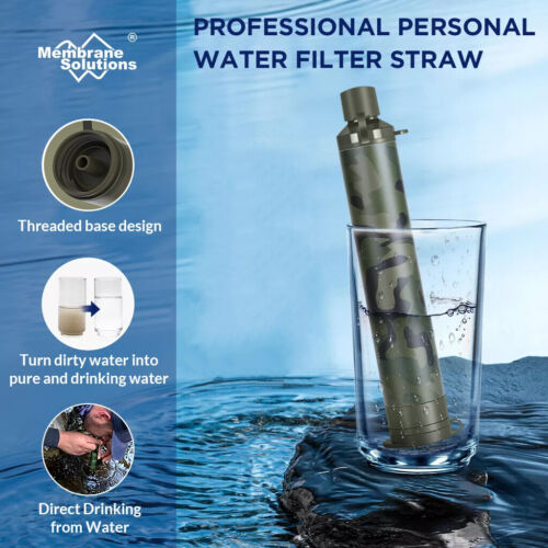 Persönlicher Wasserfilter Stroh Outdoor Survival Filtration Reiniger tarnfarben + blau, 6er-Pack - Bild 3 von 17