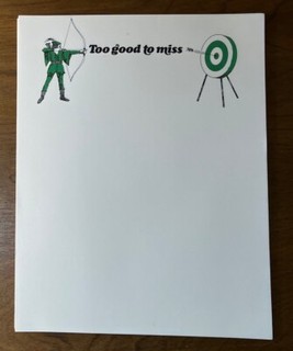 vintage 1960s 1970s novelty stationary letterhead paper "Too Good To Miss" Robin