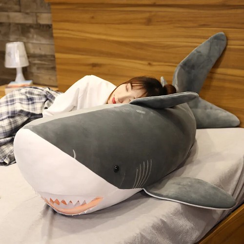60cm Soft Shark Plush Stuffed Sleeping Cute Pillow Cushion Animal Doll Gift - Foto 15 di 23
