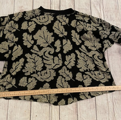 VTG Bonnie 80s Mod Gold Metallic Leaf Pullover Sweater L Long Sleeve Acrylic USA - Picture 10 of 10