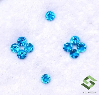 2.50 MM Natürlich Apatit Rund Schliff Menge 10 Stück 0.63 Cts Neon Farbe Lose - Bild 1 von 4