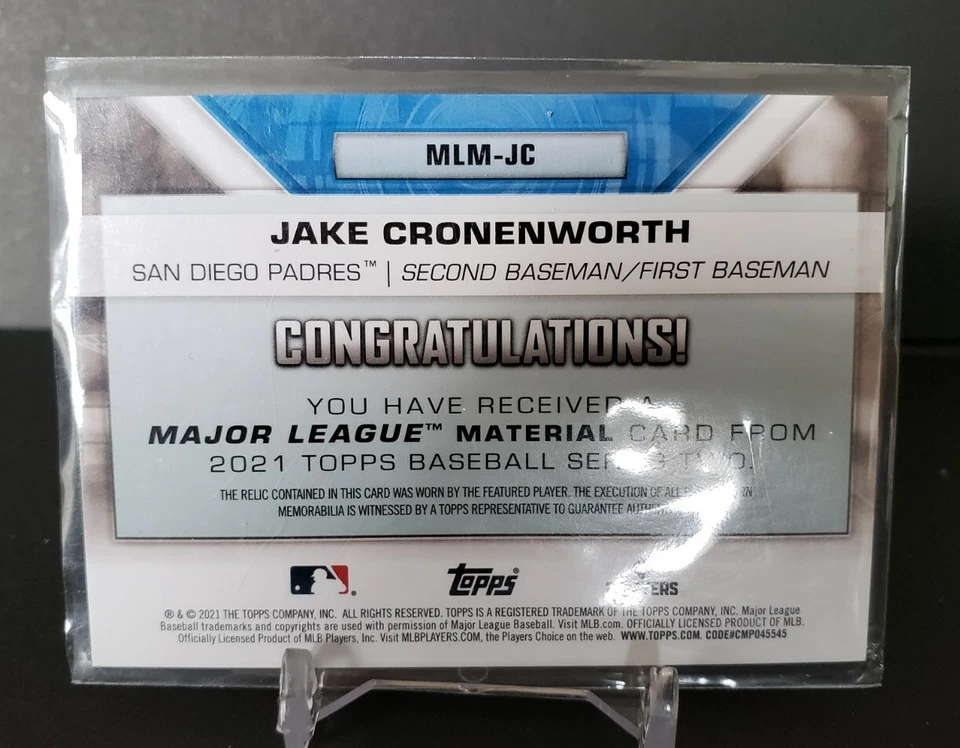2021 Topps Series 2 #MLM-JC Jake Cronenworth Major League Material Rookie Card - Image 2 of 2