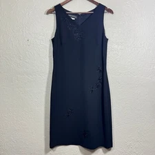 Donna Morgan Beaded Shift Dress 8 Floral Embroidery A-Line Formal Event Luxury