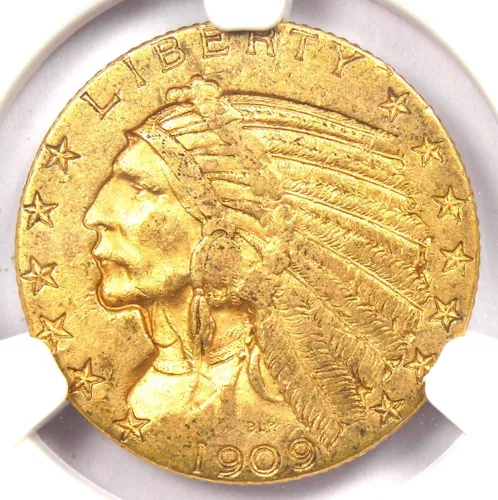 1909-S Indian Gold Half Eagle $5 Coin - NGC AU58 - Rare San Francisco Date!