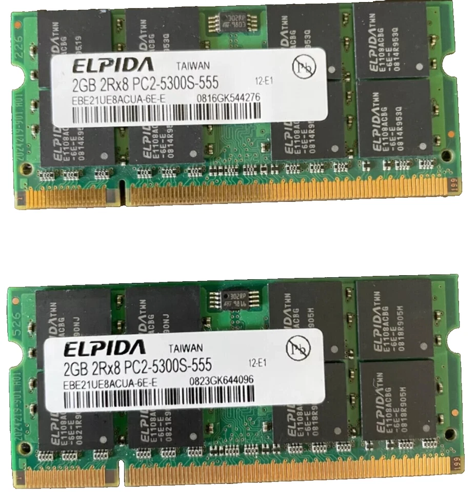 ELPIDA 2 GB 2RX8 PC2-5300S-555 RAM -EBE21UE8ACUA-6E - Image 2 of 2