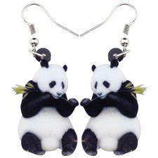 Acrylic Eating Bamboo Cute Panda Earrings Dangle Jewelry For Women Gifts Charm