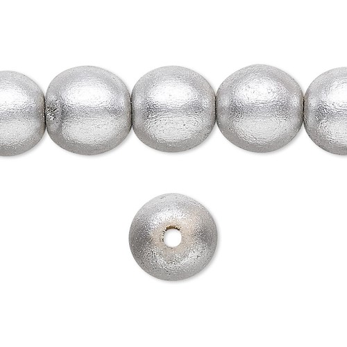 Beads, Metallic Silver 6, 8 OR 10mm Round Wooden Bead (2 Strands) - Picture 3 of 6