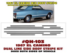 Qh-103 1967 Chevy El Camino - Side Body Dual Line Pinstripe Stripe Qh-103 1967 Chevy El Camino - Side Body Dual Line Pinstripe Stripe