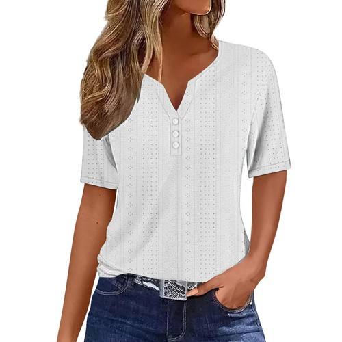 UK Womens Short Sleeve Summer T-Shirt Tee Blouse Pullover Tunic Top Plus Size - Picture 10 of 16