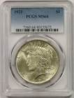 1923 Peace Dollar Silver $1 MS 64 PCGS