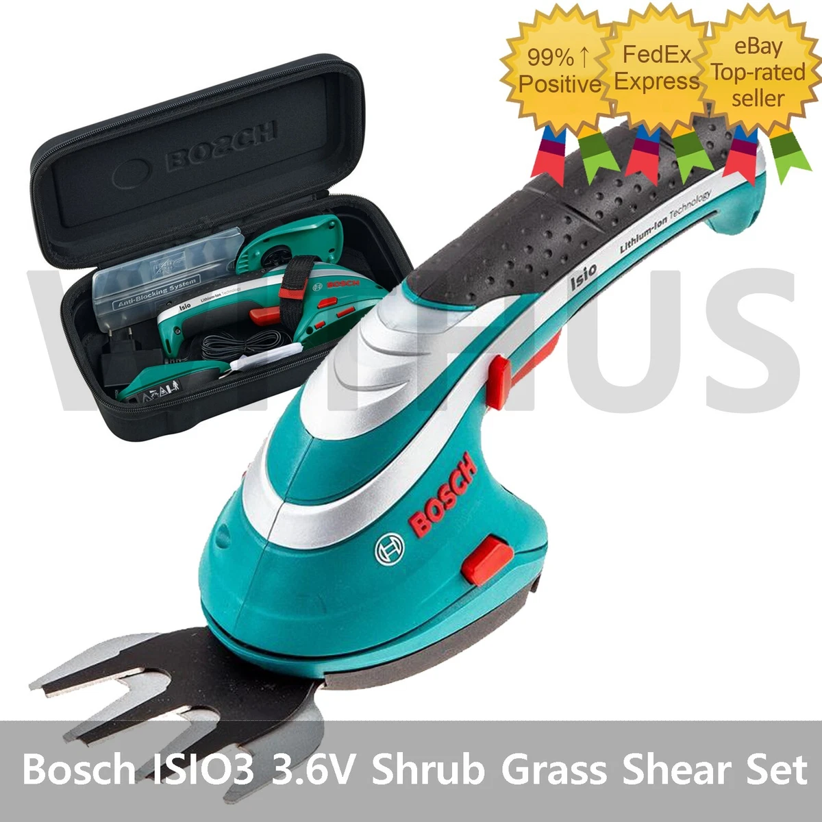 Bosch ISIO 3 Cordless Shrub Grass Shear Set 3.6V Scissor Trimmer