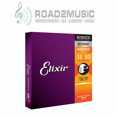 Elixir Nanoweb Bronze Western Gitarre Saiten Satz Custom Light 11-52 Set 11027
