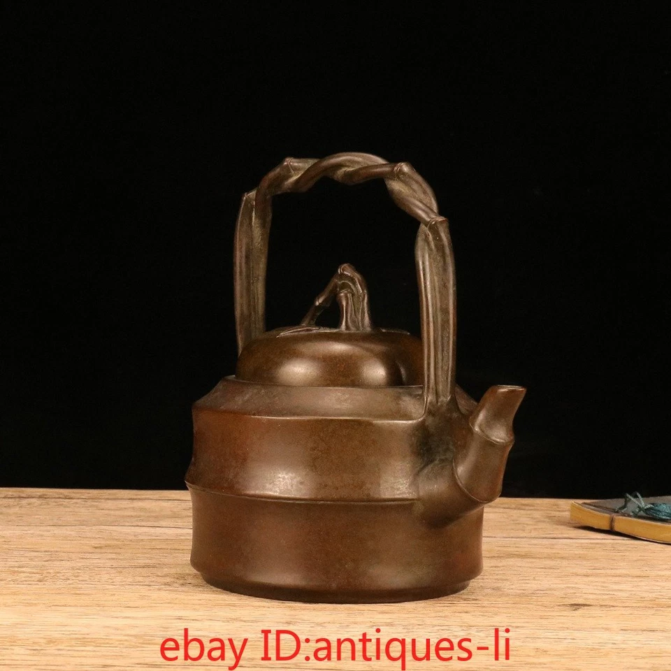 Изысканный китайский фиолетовый медный большой бамбуковый чайник - Изображение 4 из 4