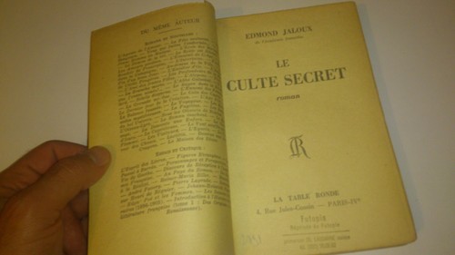 Edmond JALOUX - Le culte secret (La Table Ronde, 1947) - Imagen 2 de 2