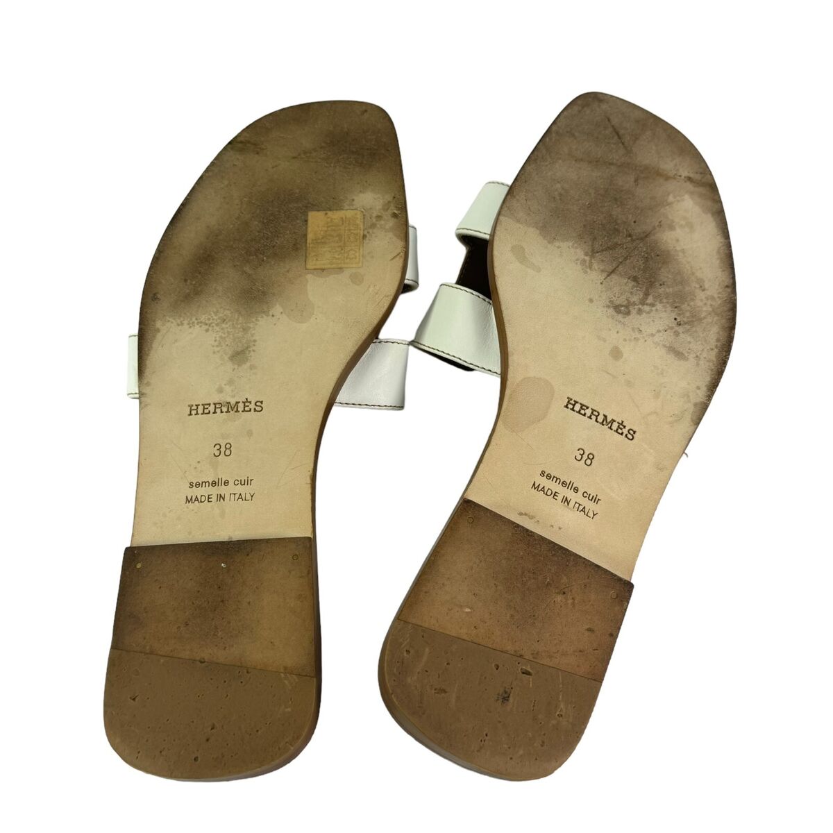 HERMES White Leather H Women's Sandals Made in Italy Marked HERMES White Leather H Women's Sandals Made in Italy Marked