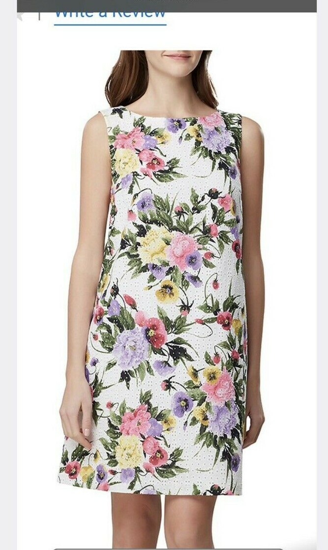 tahari designer dresses Tahari Asl Women Printed Eyelet Sheath Dress - Botanical Blooms