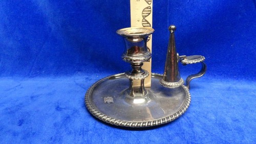 Candelabro vintage de placa de plata con amortiguador adjunto firmado y estampado - Imagen 8 de 10
