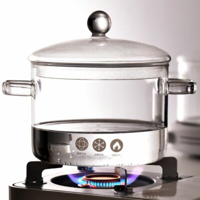 Transparent Glass Clear Heat Resistant Cooking Pot with Lid 3 Styles UK ...