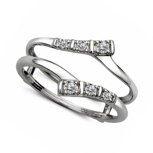 Wrap Guard Bypass Enhancer 0.20Ct Real Moissanite 14K White Gold Plated Jacket - Picture 3 of 6