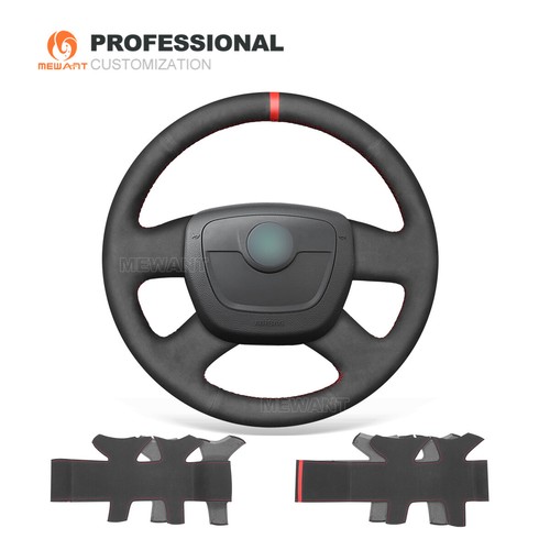 MEWANT Hand Stitched Suede Steering Wheel Cover for Skoda Octavia Superb Fabia - Foto 1 di 11