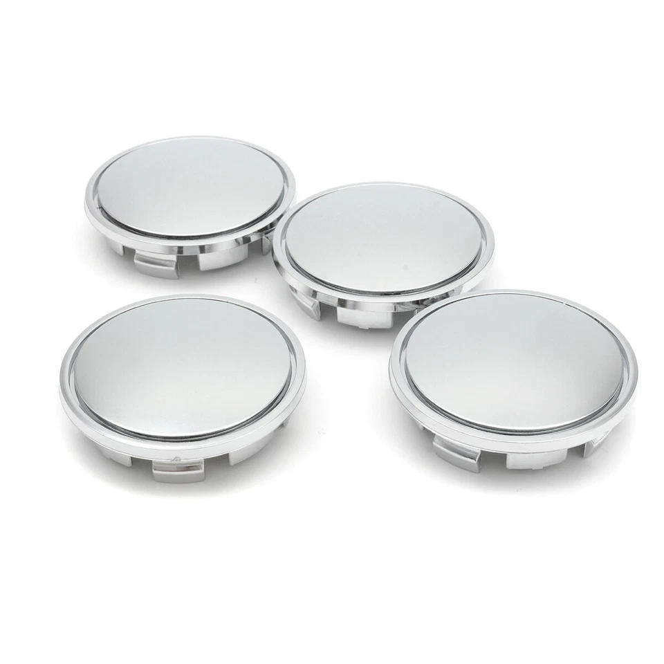 4x 65mm Universal ABS Chrome Car Wheel Center Caps Tyre Rim Hub Cap Cover Silver - Image 4 of 4