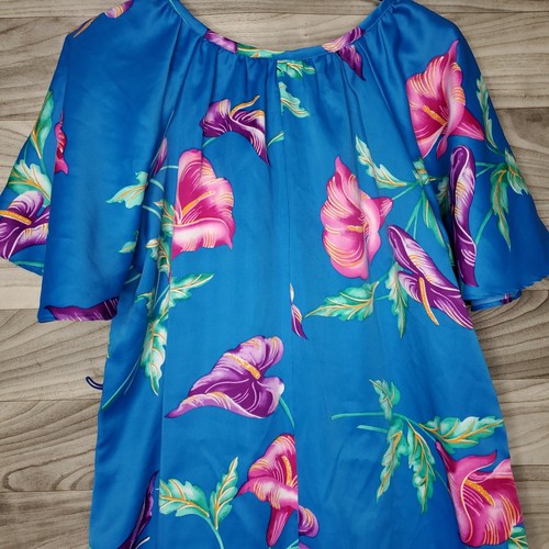 Vintage Hilo Hattie SMALL Hawaiian Dress Maxi Aloha Muumuu Luau Anthurium Floral - Picture 6 of 8