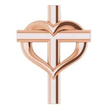 Youth Cross with Heart Pendant In 14K Rose Gold