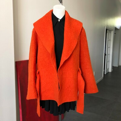 GIANNI VERSACE GENNY 90's orange alpaca wool wrap jacket coat size