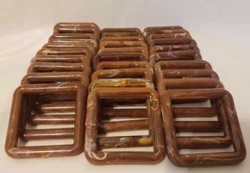 Lot of 30 Square 3" Three Inch Brown Marble Plastic Marbella Macrame Craft Rings - Picture 1 of 1