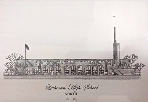 John Pils LUTHERAN HIGH SCHOOL NORTH Small 7" x 5" Black & White Print - Picture 2 of 10