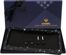 Bling Rhinestone License Plate Frame BLACK Glass Crystals 1200 pcs Women Diamond