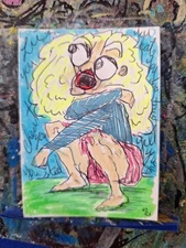 Woman Outside Admiring Nature ATC OOAK ORIGINAL 3.5 x 2.5 inches