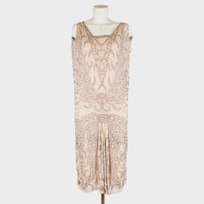 1920s Heavily Beaded Silk Dress – Pale Pink – French Made – Vintage for Spokane