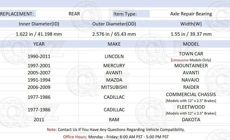 [TRASERO (cantidad 1)] RP6408 eje eje cojinete repuesto para Mazda Navajo 1991-1994 Foto 2 de 4