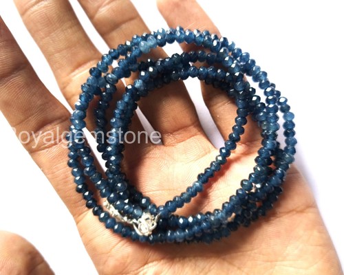 AAA Quality - Blue Sapphire Beads, Faceted sapphire beads, Rondelle sapphire 4mm - Picture 2 of 4