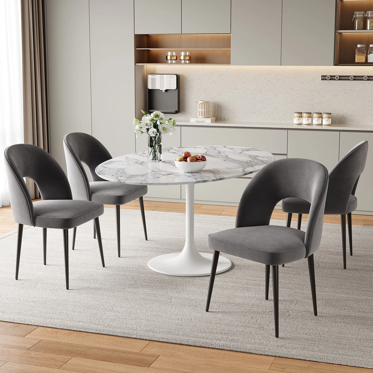 Esszimmerstuhl 4set Esszimmer Stuhl Küchenstuhl Samt Gepolsterter Sitz bis 150kg