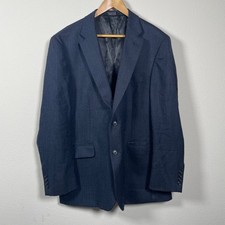 Jos. A. Bank Blazer Mens 44R Blue Herringbone 100 Wool 2-Button Sport Coat
