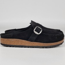 Birkenstock Buckley Shearling Black Suede Leather Mule Clog Shoe Slip On 38