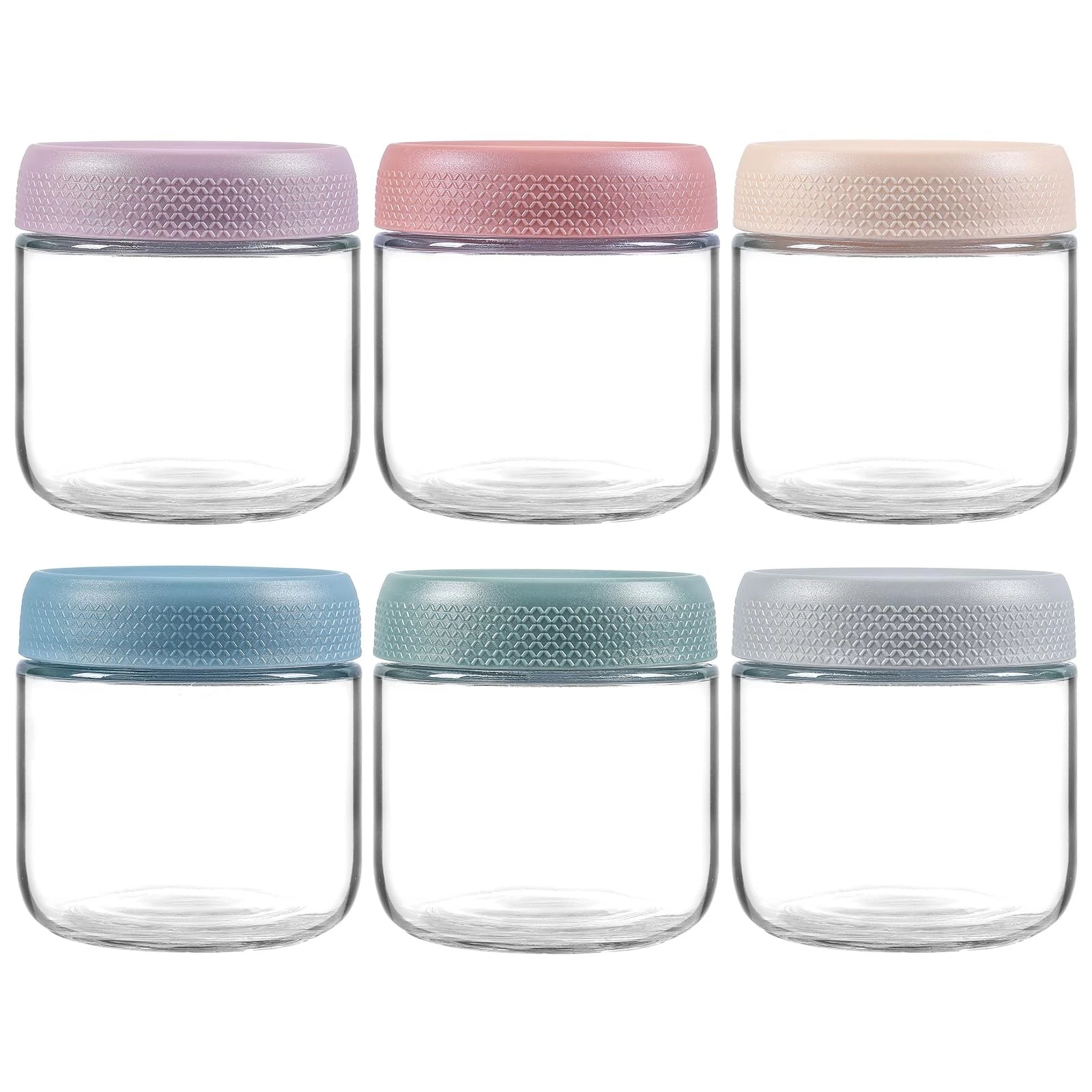 NETANY 6-pack 10oz Glass jars with Airtight Lids, Multicolor- 10 oz (6 Pack)