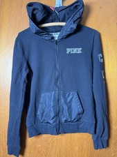 VICTORIA'S SECRET PINK Rainbow Bling Perfect Full Zip Hoodie Black S