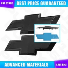 Fit For Silverado 1500 2500HD 3500HD Black Grille & Rear Tailgate Bowtie Emblems